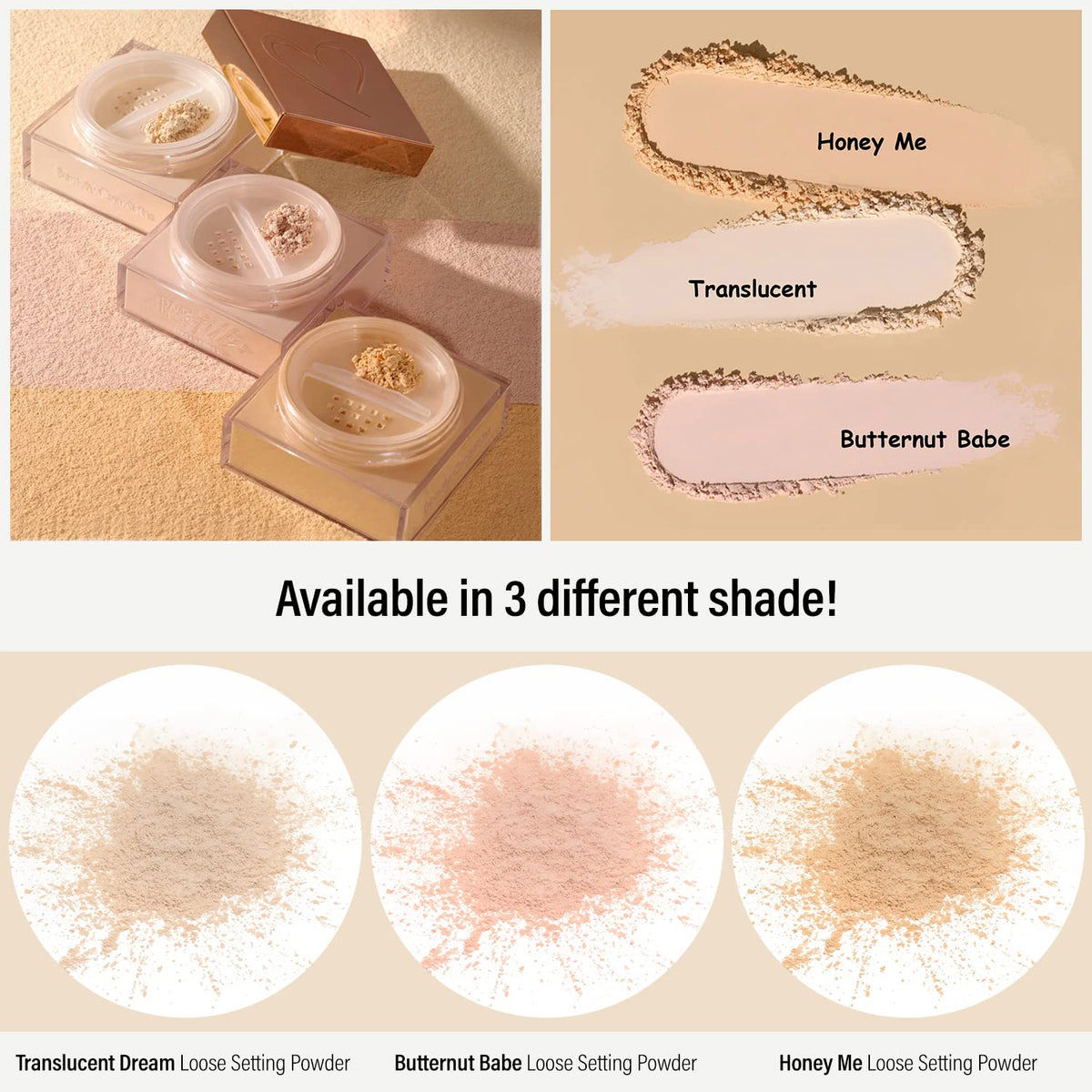 Beauty Creations loose setting powder on skin delivering a natural matte result