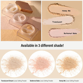Beauty Creations loose setting powder on skin delivering a natural matte result