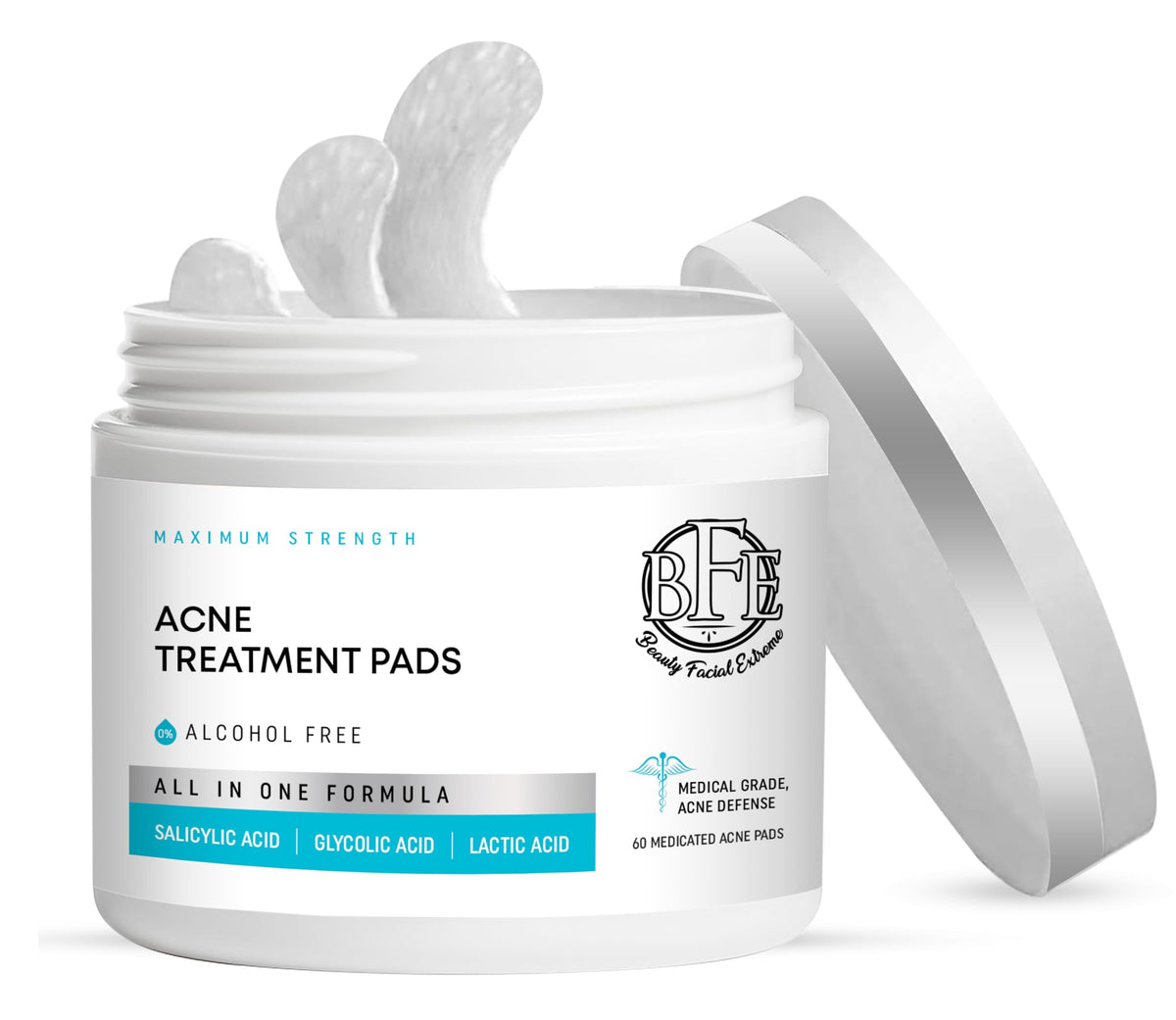 Beauty Facial Extreme Acne Treatment Pads close-up texture for exfoliation.