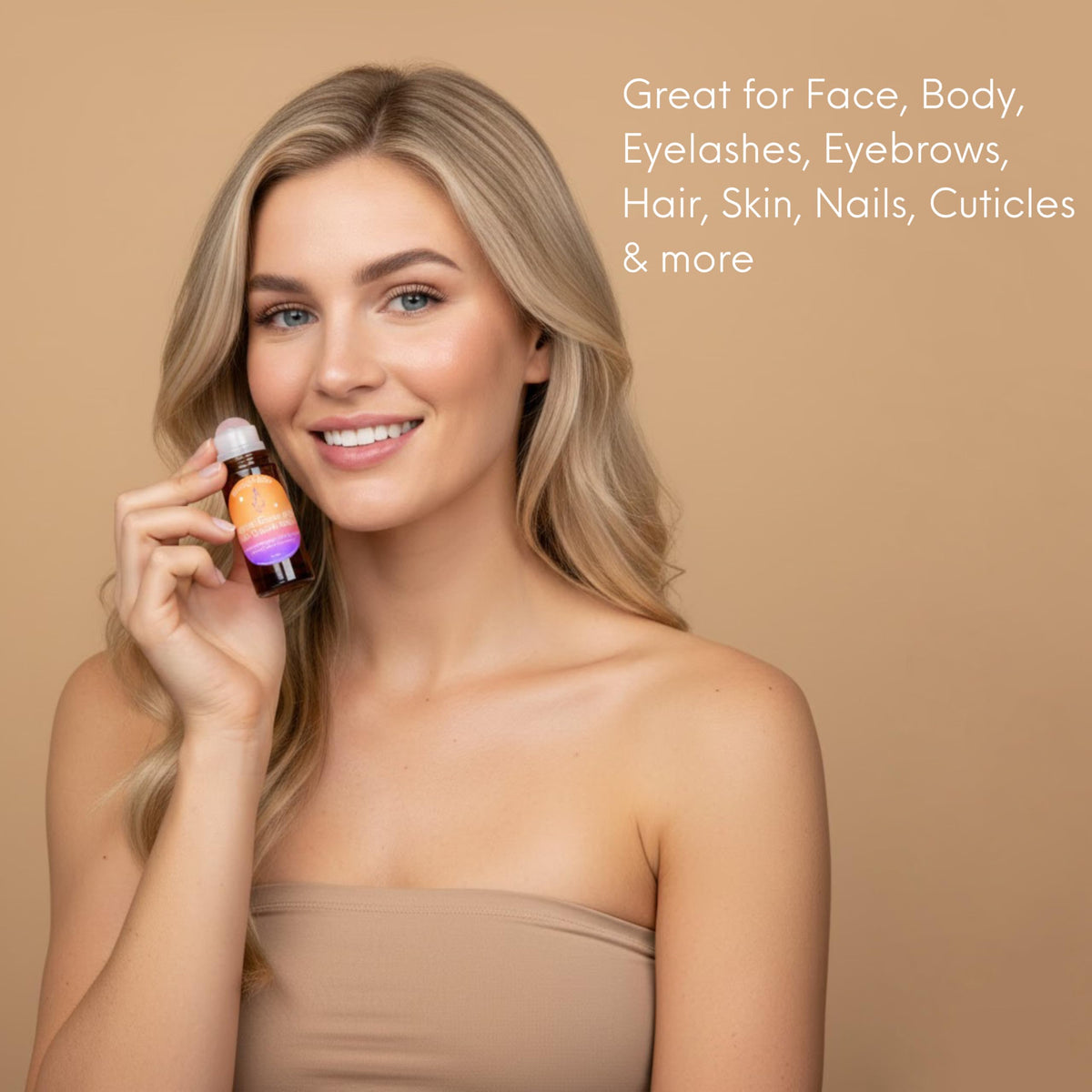 Beauty Glow castor oil positioned for under-eye care and hydration