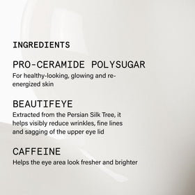 Beauty Pie Aquaxyl and caffeine illustration suggests refreshed, hydrated look