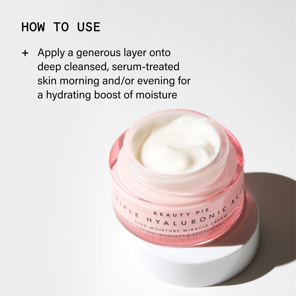 Beauty Pie nighttime skincare setup conveys deep hydration overnight.