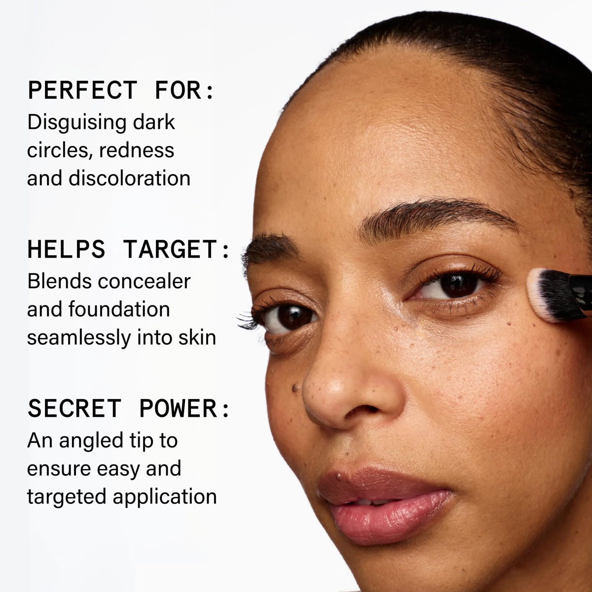 Beauty Pie Pro Angled Concealer Brush with dense, soft bristles for controlled, smooth blending.