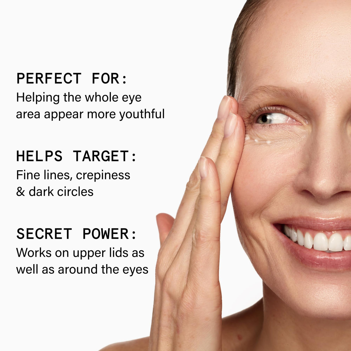 Beauty Pie Triple Hyaluronic Acid Eye Serum texture close-up reveals silky, fast-absorbing formula