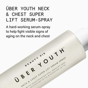 Beauty Pie Youth Neck-Chest Serum Spray texture on skin indicating hydration