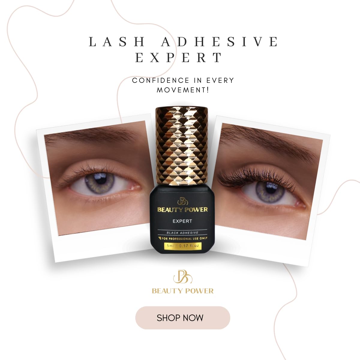 Beauty Power Expert adhesive dispensing nozzle shows controlled application for efficient work.
