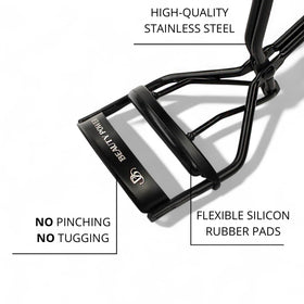 Beauty Power Eyelash Curler pads close-up highlighting replacement silicone pads for gentle, consistent lifts