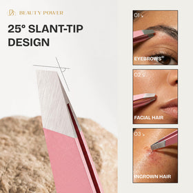 Beauty Power tweezers aiding precise eyebrow shaping for women and men.