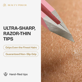 Beauty Power tweezers lightweight, non-slip matte finish for comfortable grooming.