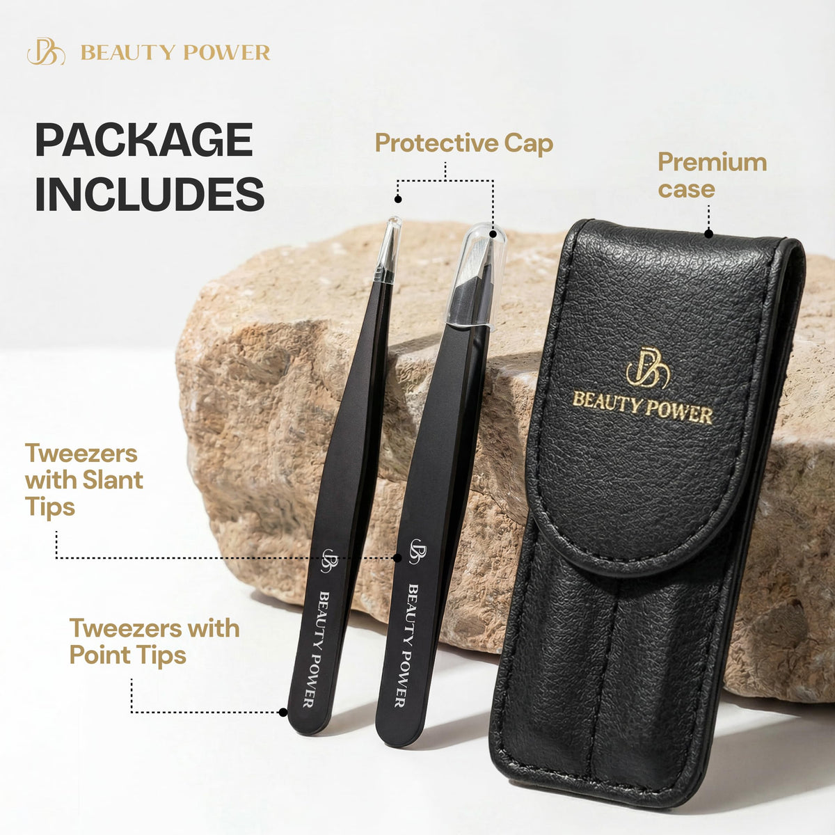 Beauty Power tweezers for splinter removal with precise pinpoint accuracy.