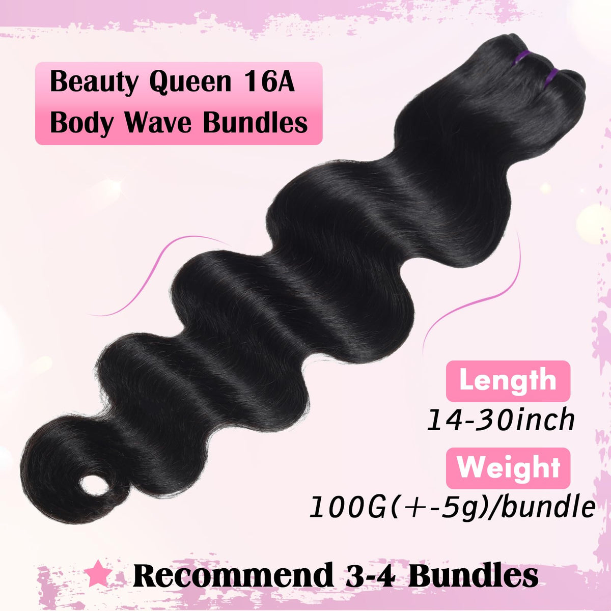 Beauty Queen 20-inch bundles laid flat to show true length.
