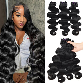Beauty Queen 16A Body Wave Bundles close-up on thick, natural-looking weft.