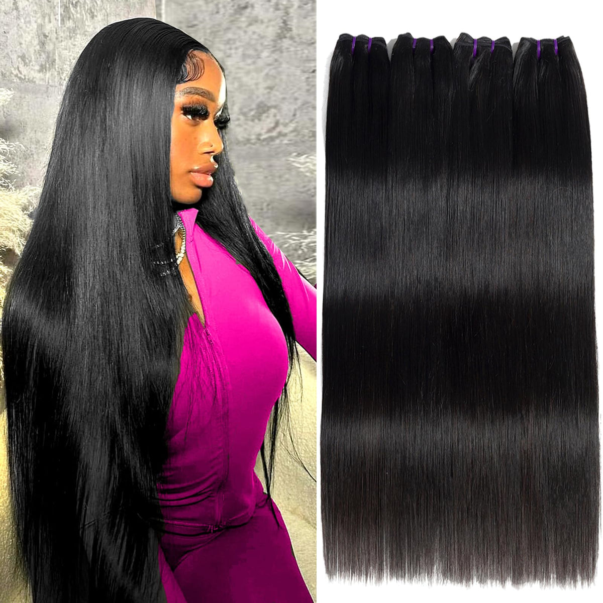 Beauty Queen 16A straight bundles in 18 inch showing natural shine and full body