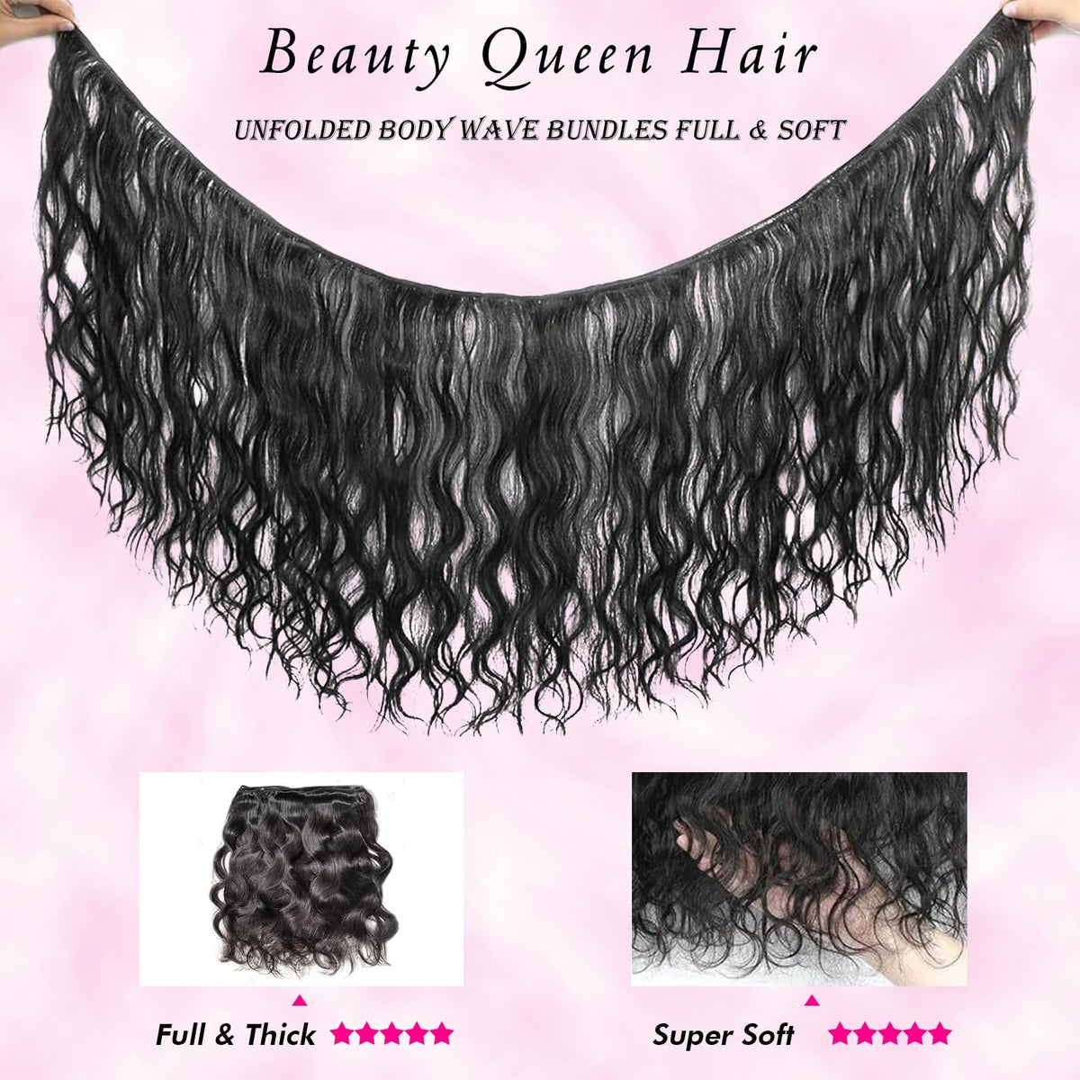 Beauty Queen natural black color image showcases versatile styling with curls or straight styles