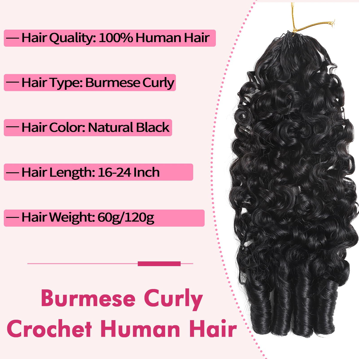 Beauty Queen Burmese Curly Crochet Hair durable and reusable with proper care and gentle handling