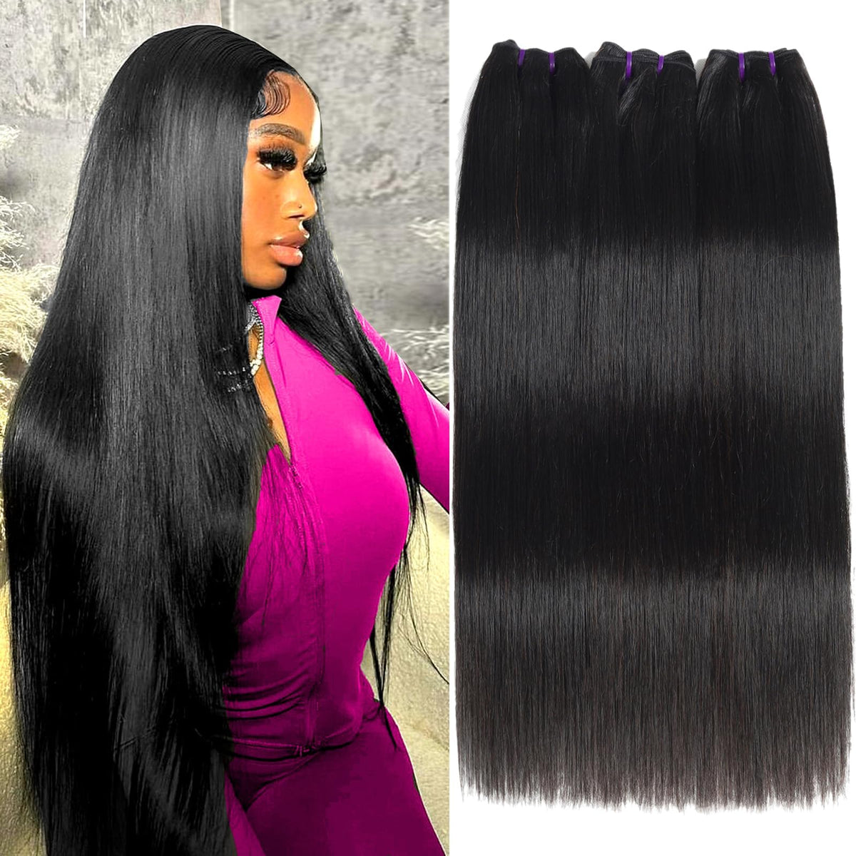 Beauty Queen raw straight bundles packaging, ready-to-ship and gift-ready.