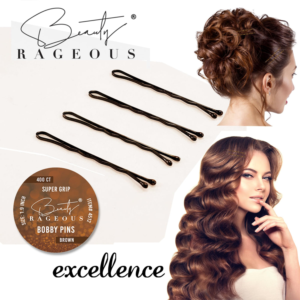 Beauty Rageous Bobby Pins with rounded ends for comfortable wear.