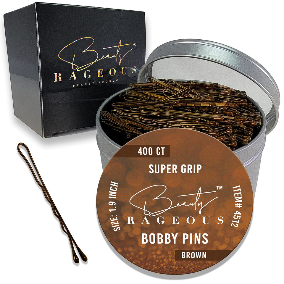 Beauty Rageous Super Grip Bobby Pins 1.9 inch in tin for easy storage and reuse.