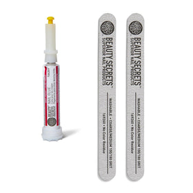 Beauty Secrets drip and clog proof nail glue 2-pack shown for clean, precise application.