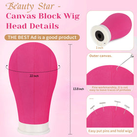Beauty Star canvas 22inch mannequin head ready for styling.