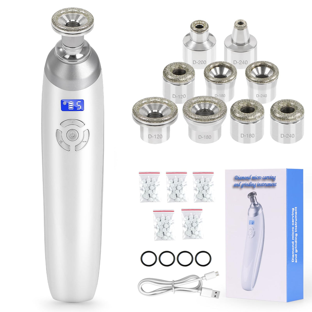 Beauty Star cordless diamond microdermabrasion machine front view for portable skincare.