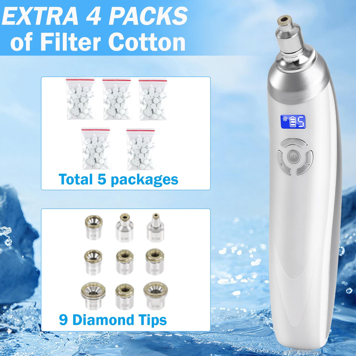 Beauty Star diamond tips array for precise, targeted facial treatment.