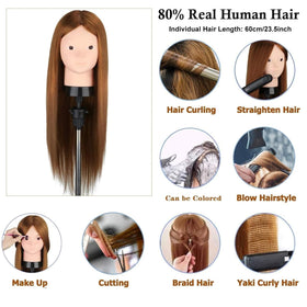 Beauty Star mannequin head length 23-5inch for versatile styling.