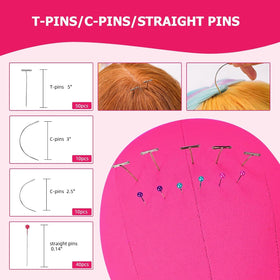 Beauty Star straight head pins for exact wig positioning.