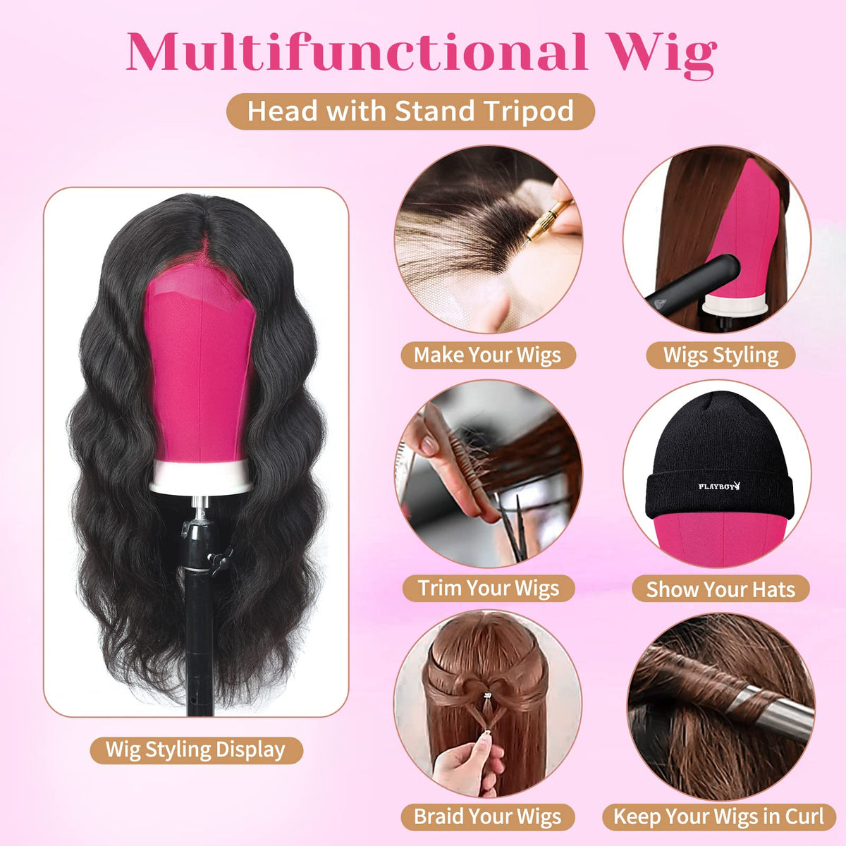 Beauty Star T pins 50-pack for secure wig placement during styling.