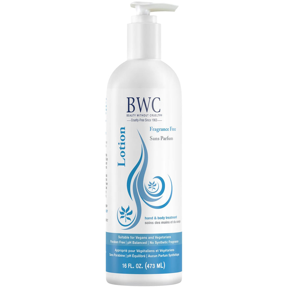 Beauty Without Cruelty fragrance-free lotion bottle for daily hydration