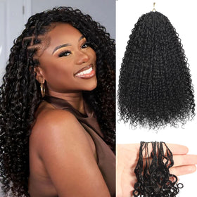 Beauty Youth curly crochet hair 18 inch in natural black texture for seamless braids.