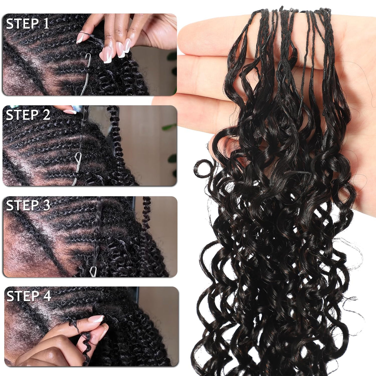Beauty Youth Curly Crochet Hair natural black color blend.