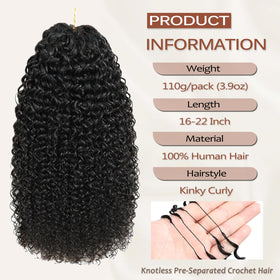Beauty Youth Kinky Curly Miracle Knots close-up of pre-separated strands for quick installation.