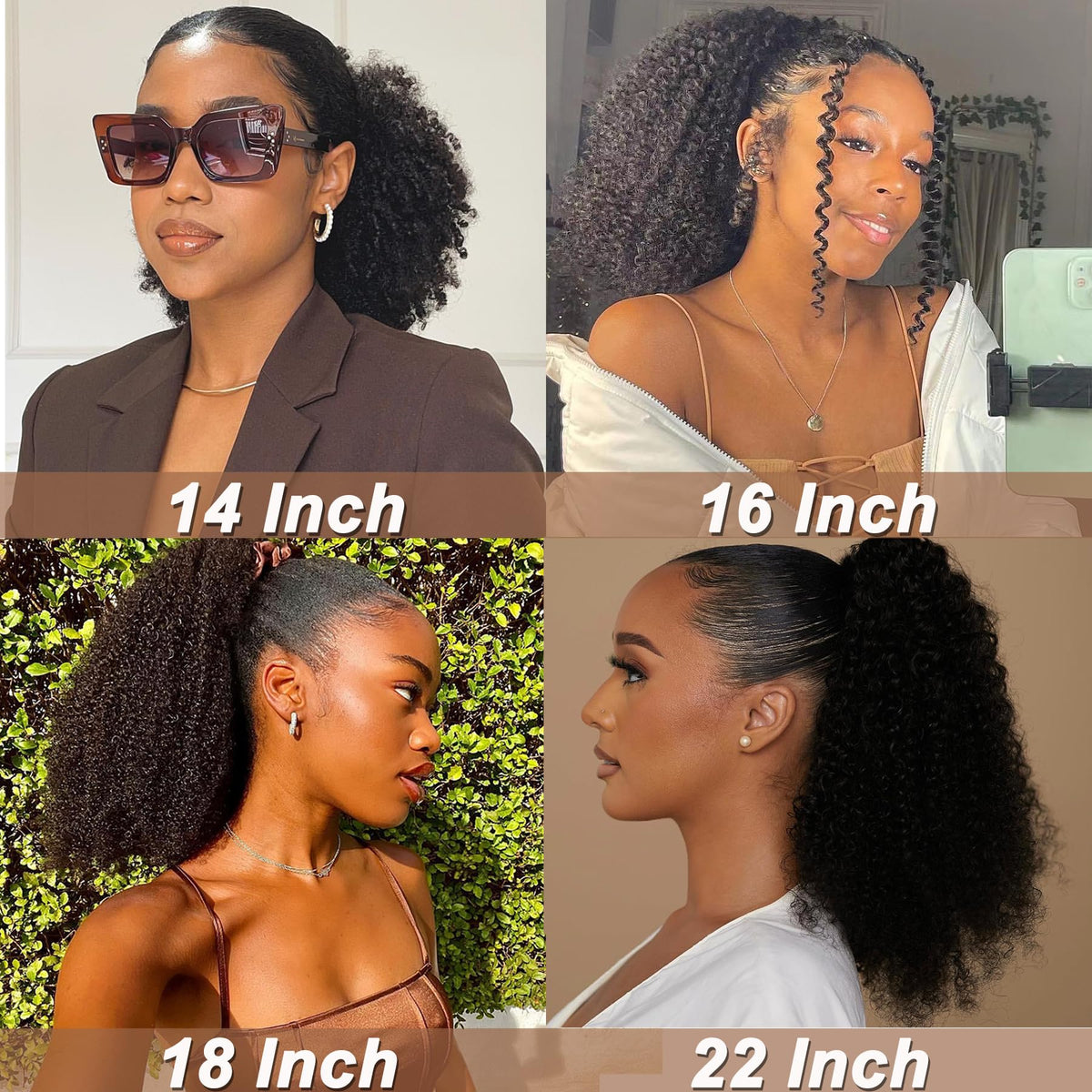 Beauty Youth virgin Brazilian hair close-up shows silky texture and tight Afro kinky curls.