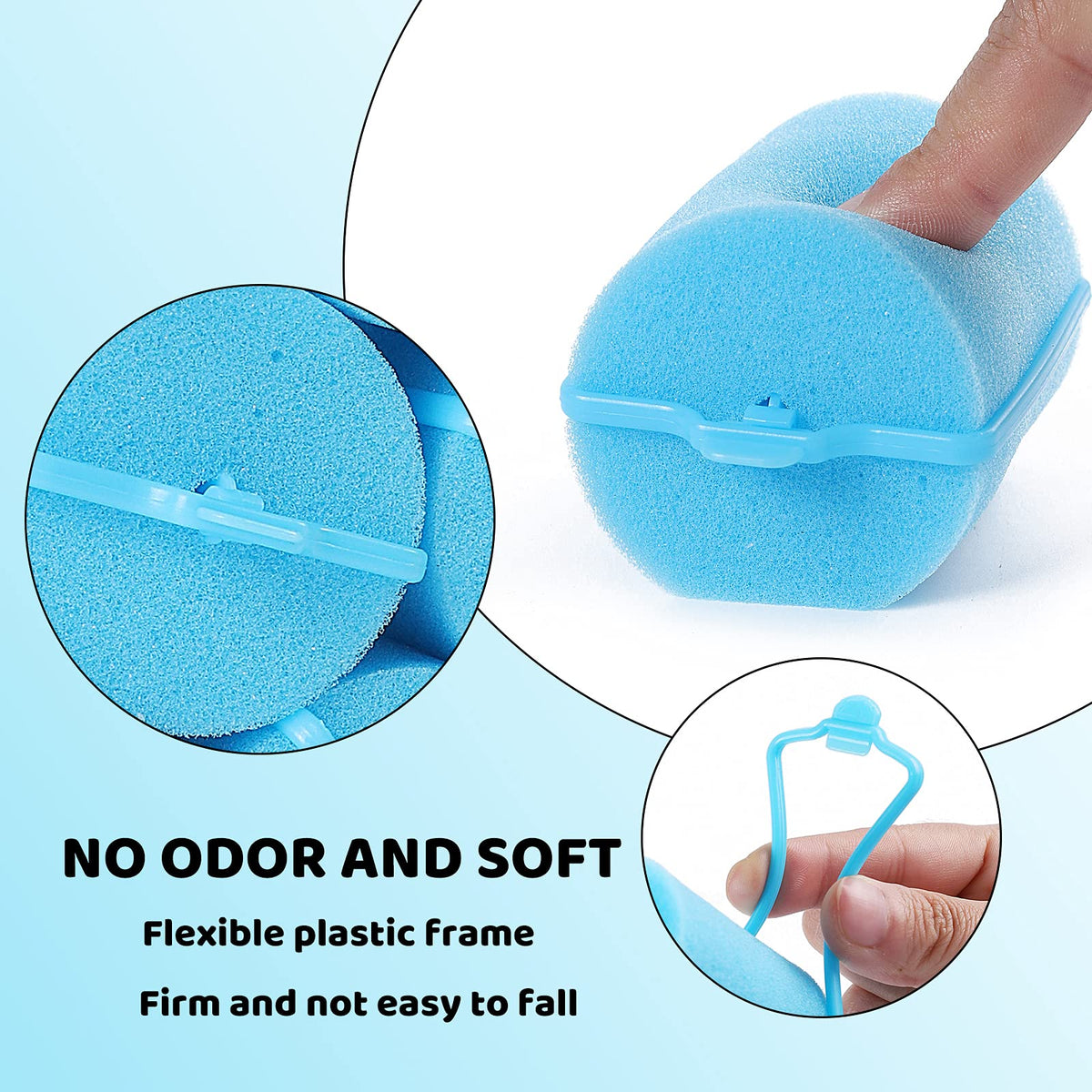 BEAUTYAND foam hair roller blue set 24pcs showing soft foam and easy grip for gentle curls