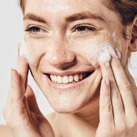 BeautyBio Balance cleanser bottle dispense close-up for easy application