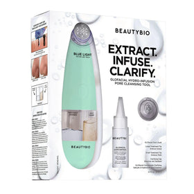 BeautyBio GLOfacial pore-cleanse tool demonstrating deep cleansing for clearer pores