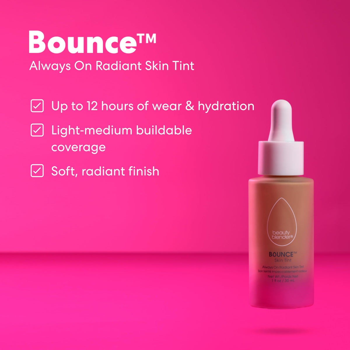 Beautyblender 12-Hour Always-On Radiant Skin Tint skin swatch demonstrating buildable coverage