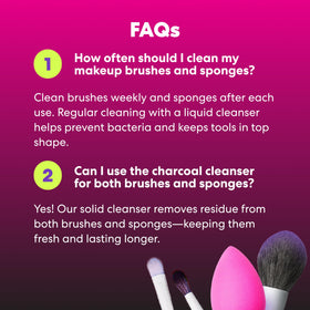 Beautyblender Blendercleanser Solid Charcoal bar on vanity.