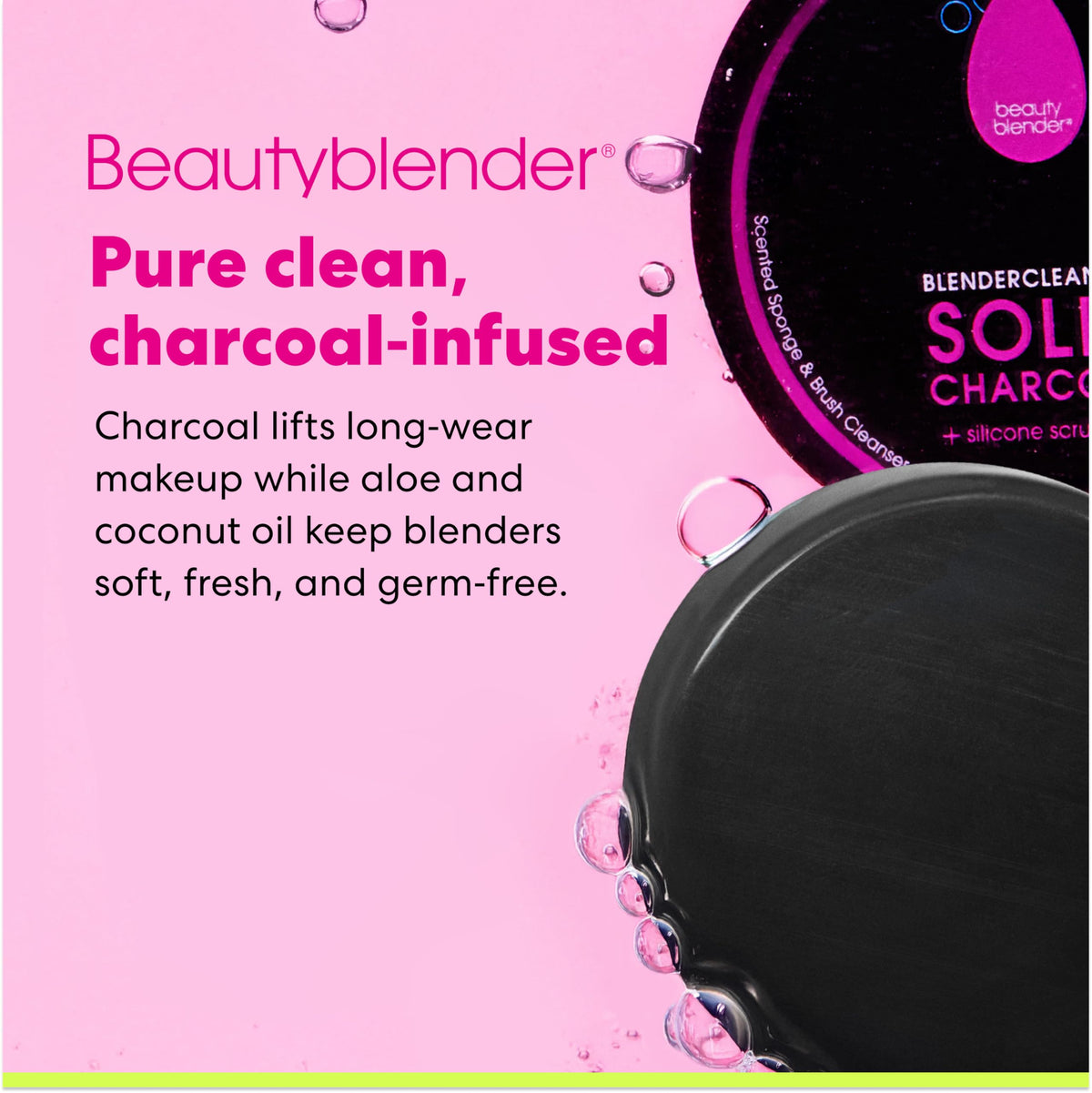 Beautyblender Blendercleanser Solid Charcoal lavender-scented bar close-up.