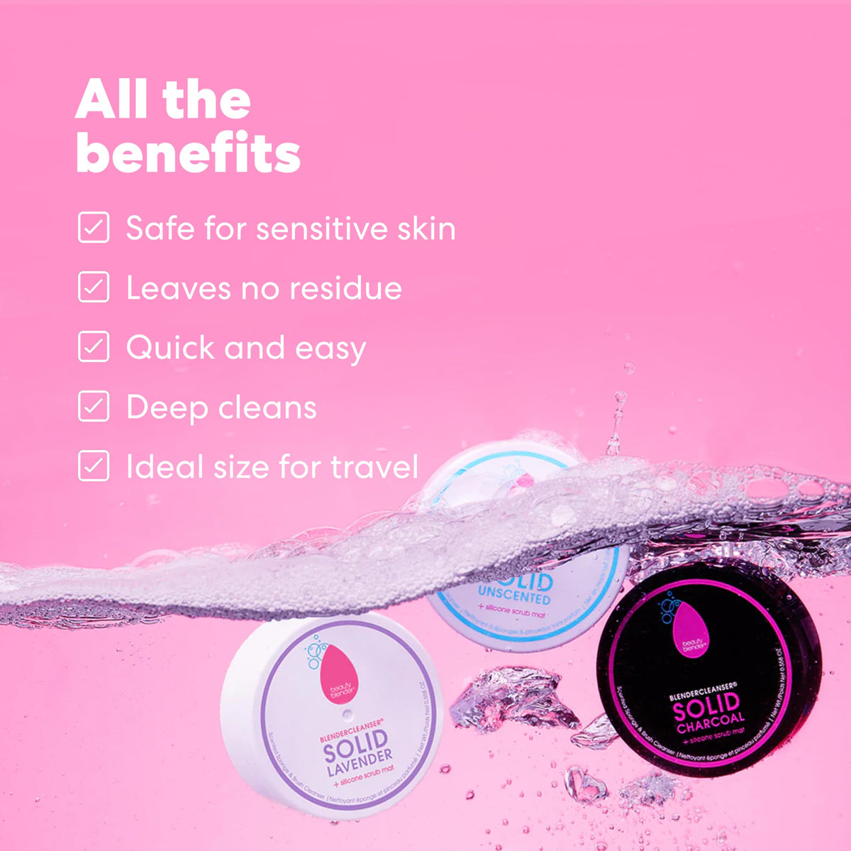 Beautyblender Blendercleanser Solid Charcoal bar in travel-size packaging.