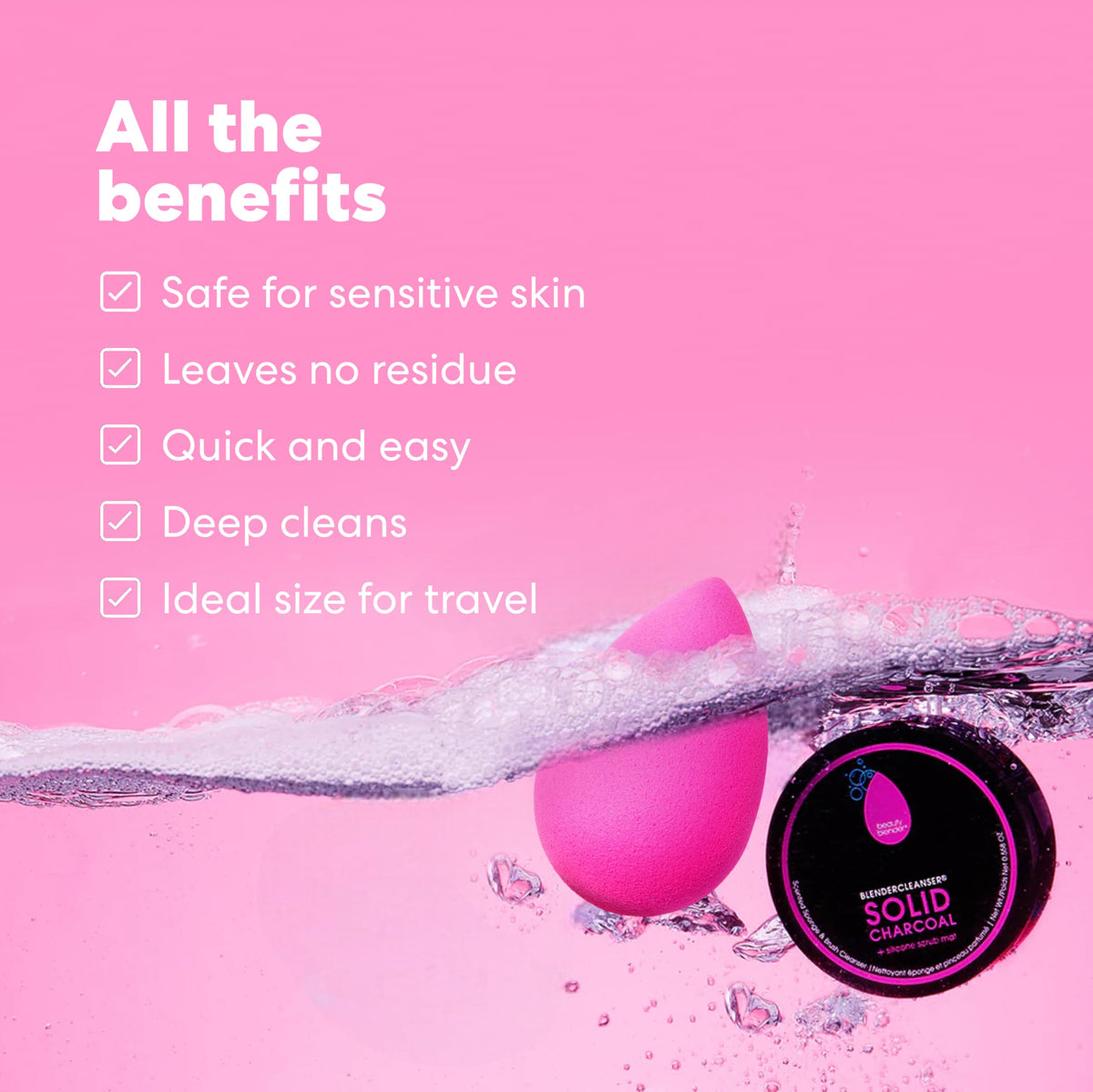 Beautyblender Charcoal Silicone Scrub Mat aids gentle cleaning and drying.