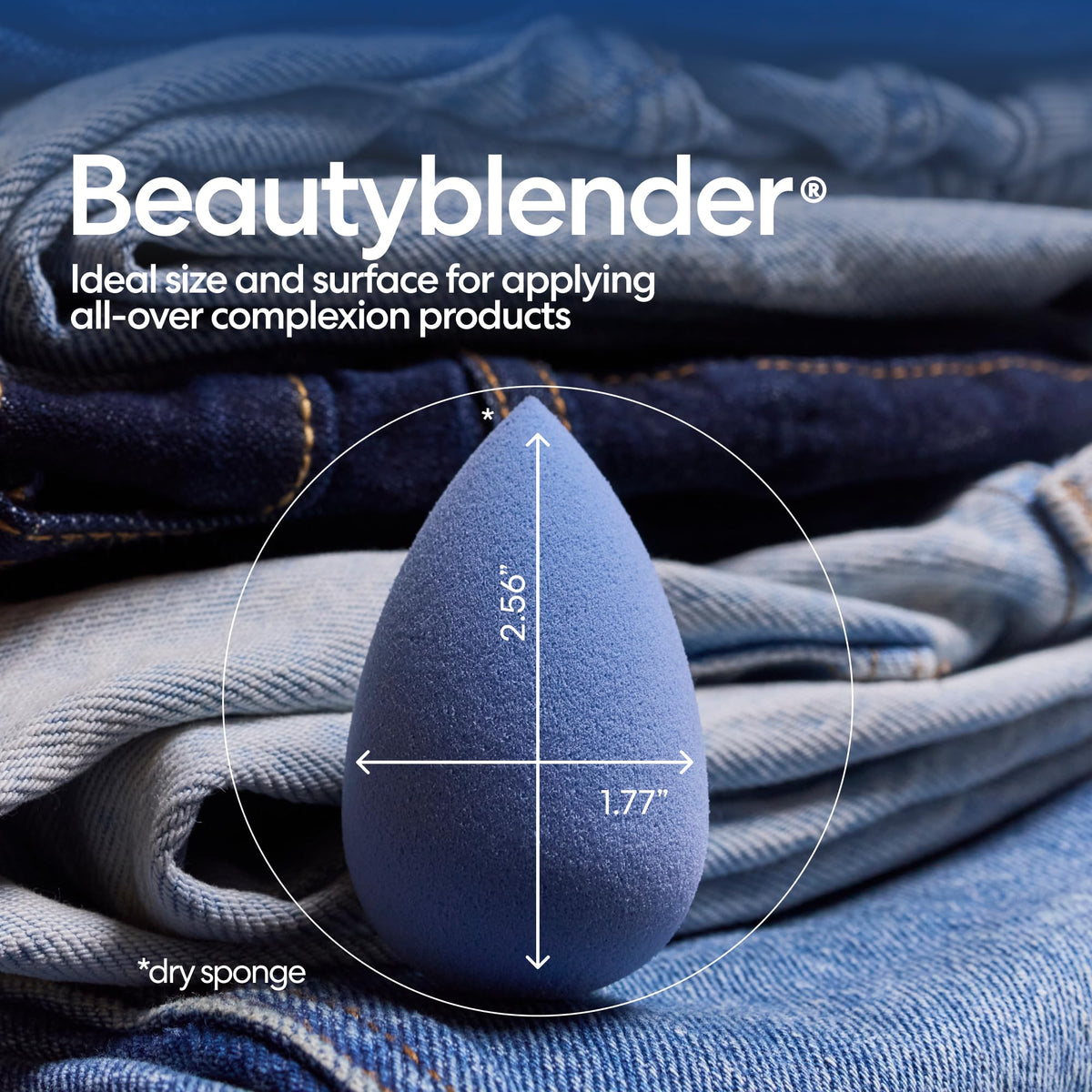 Beautyblender Denim concealer blend for seamless complexion.