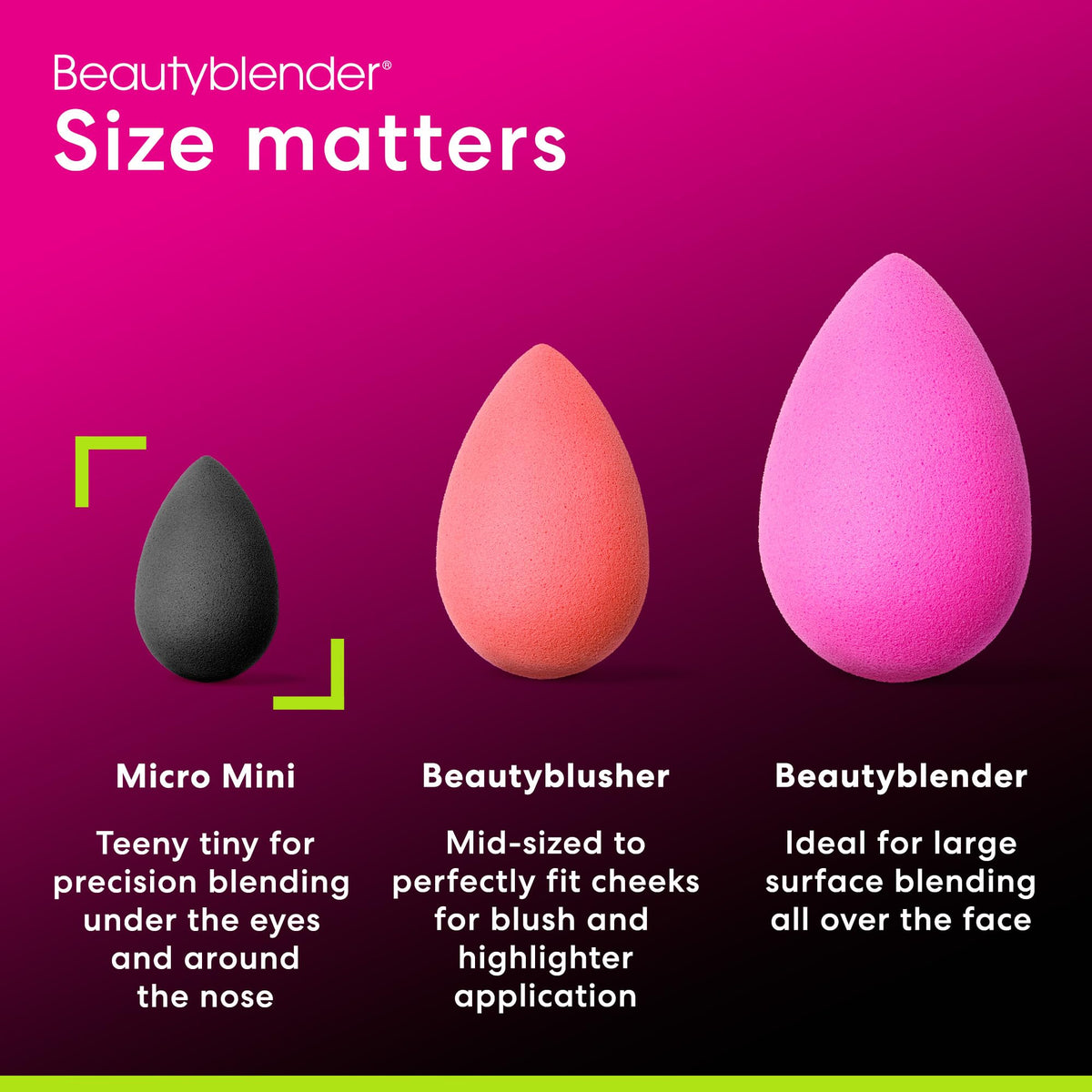 beautyblender micro mini pro black wet size expands for smoother application