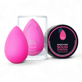 Beautyblender Original Pink makeup sponge for smooth, even application.