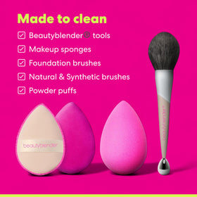 Beautyblender Blendercleanser solid used to activate rich foam on brushes.