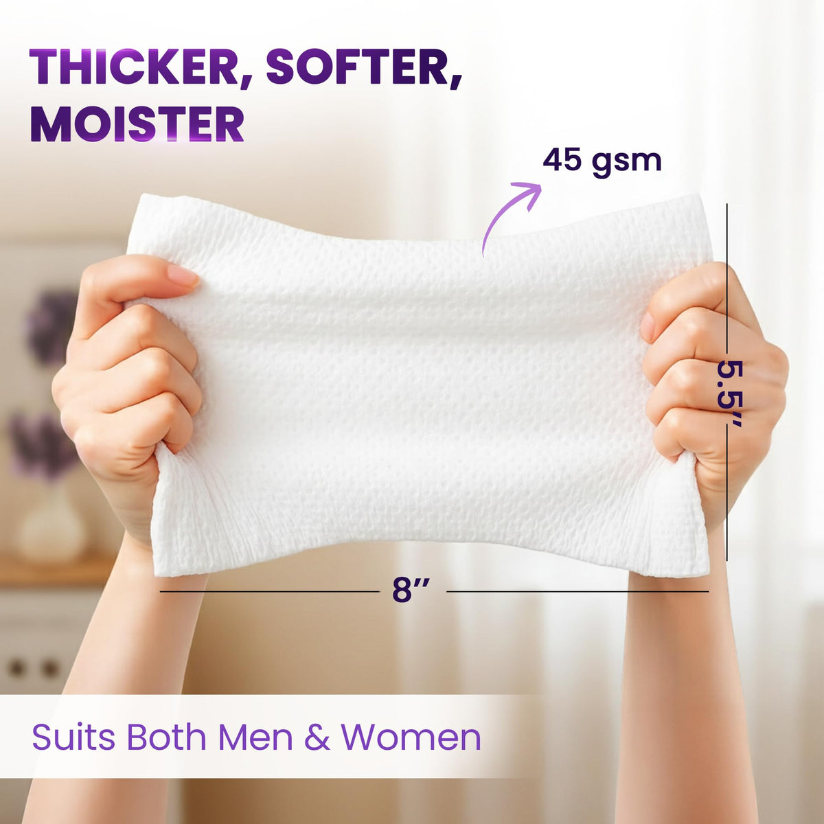 BeautyFrizz Lavender Face Wipes resealable lid keeps wipes moist.