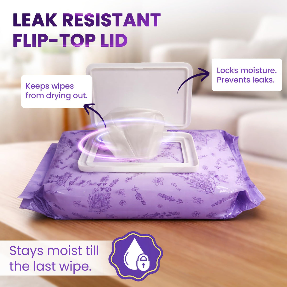 BeautyFrizz Lavender Face Wipes travel pack ideal for gym or travel refresh.