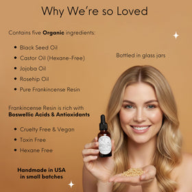 Beauty Glow Redemption oil being poured, a silky serum that absorbs without greasiness