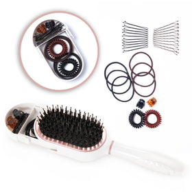 Beauty HAK PAK travel brush with storage slider for on-the-go accessories.